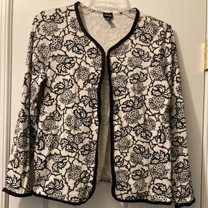 Black and white petite Rafaella cotton knit sweater. Size XS